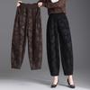 Женские осенне-зимние брюки-бутоны, эластичная талия, свободные повседневные брюки-морковки, плюс бархат, толстые, с высокой посадкой, брюки-гаремы