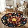 Chic Round Floral Multicolor Carpet, Non-Slip Floor Mat for Entryway