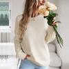 Женский осенне-зимний свитер с круглым вырезом и длинным рукавом, однотонные вязаные топы, свободный свитер