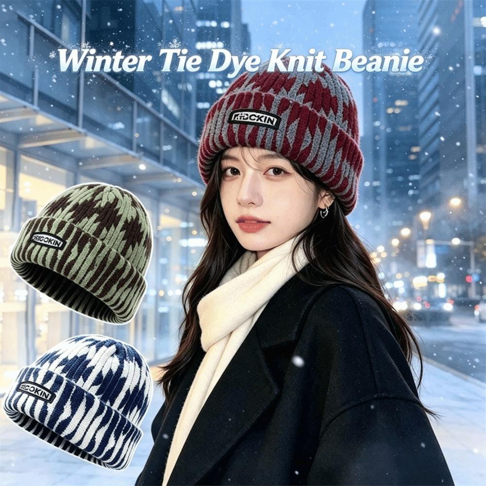 Tie Dye Style Knit Beanie Knitted Pullover Beanie New Skull Cap Streetwear