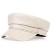 Korean Style Vintage Beret Hat Solid Color Retro Painter Cap Casual Pu Leather Berets  for Girls
