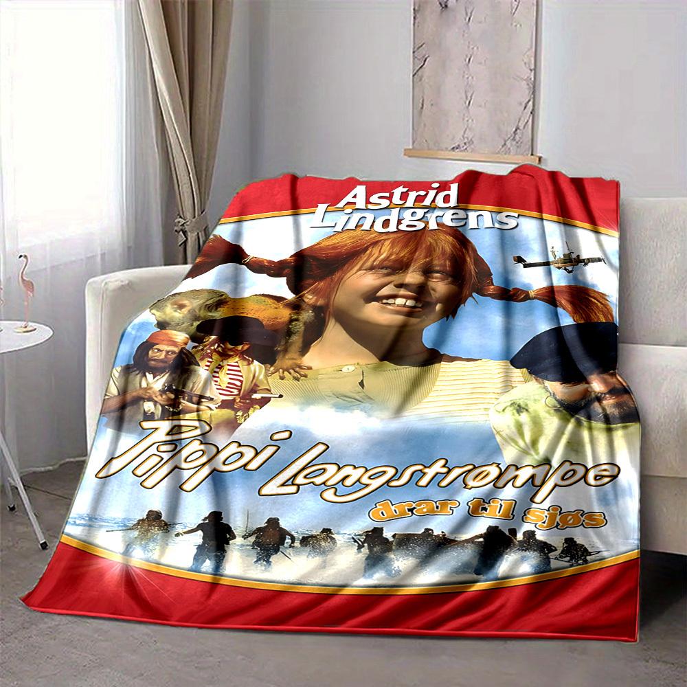 1pc Pippi Longstocking Blanket Soft All Season Throw with Vibrant Design, Perfect for Home, Travel, and Gifts, Ideal for Naps and Camping