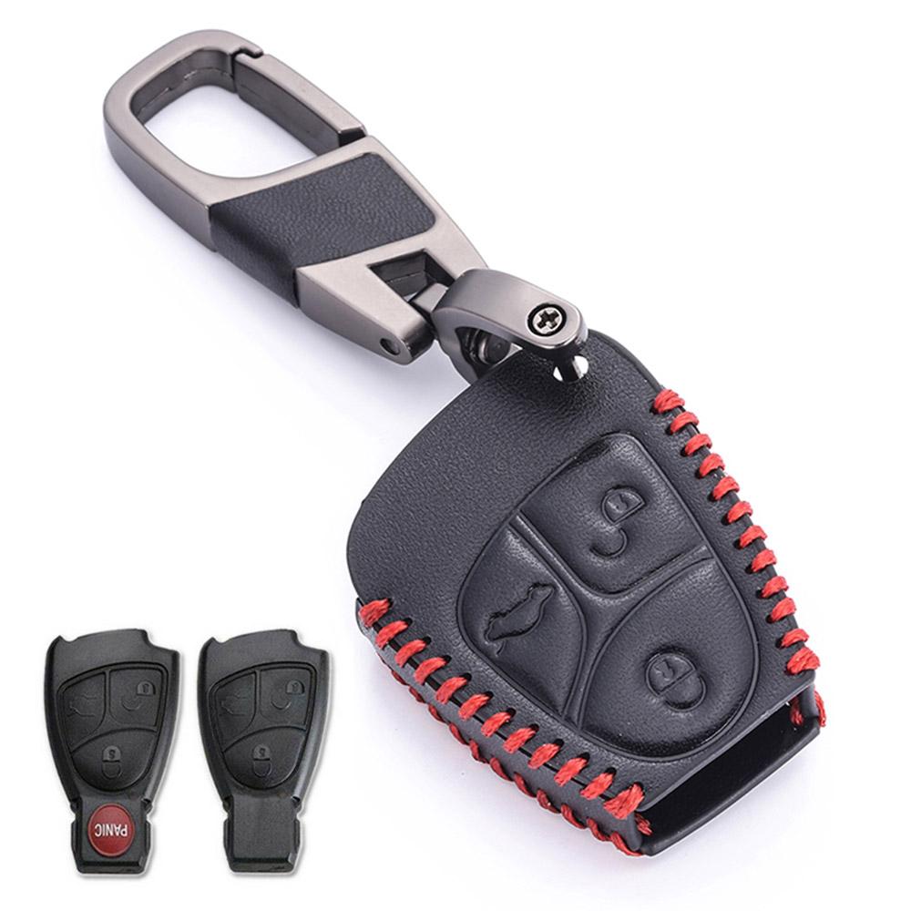 Кожаный брелок с дистанционным управлением от автомобиля, чехол-держатель в виде ракушки для Mercedes Benz CBER Class GL CLS CLK SLK W203 W211 W204, цепочка с 3 кнопками