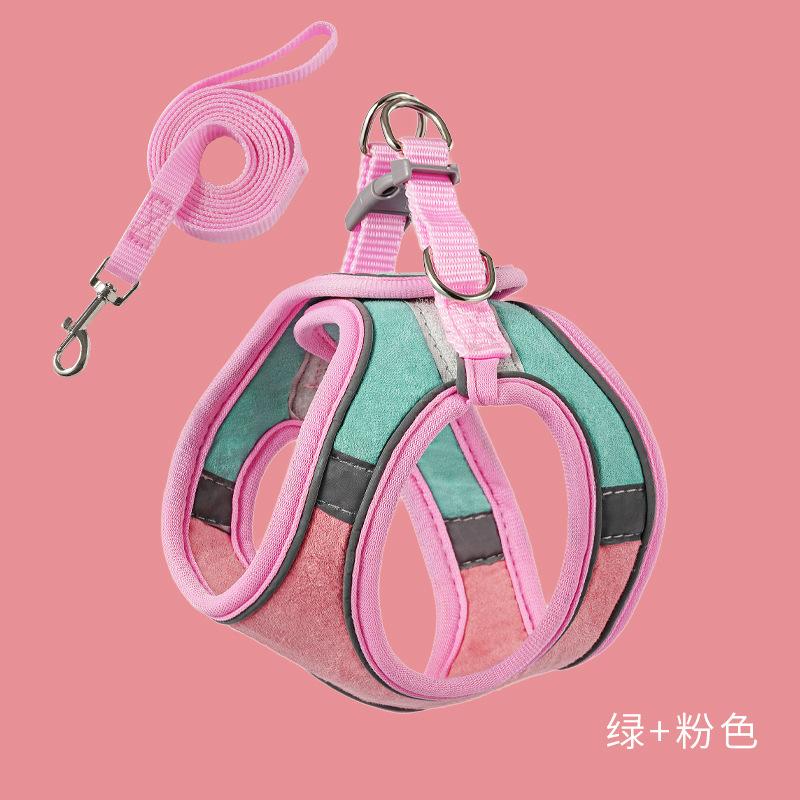 Маленький светоотражающий шлейный набор в виде жилета для кошек на ночь, с регулируемой шлейкой и поводком для питомца