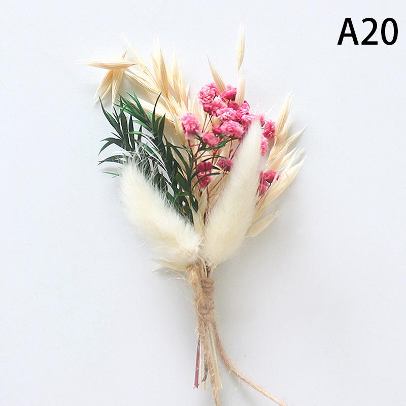 1Pc Mini Natural Dry Flowers Bouquet Boutonnieres Groomsmen Buttonholes Bridesmaid Flower Corsage Brooch Christmas Wedding Decor