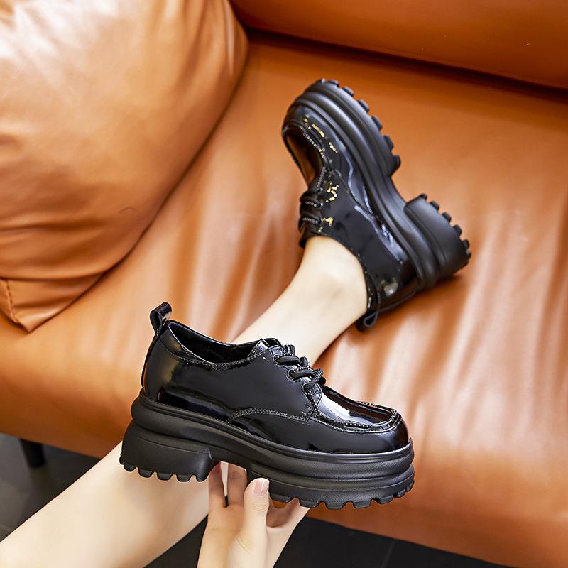 Кожаные лоферы на платформе в британском стиле, летняя новинка, универсальные, увеличивающие рост, в стиле ретро jk, студенческие, маленькие кожаные туфли, туфли-лодочки, женские