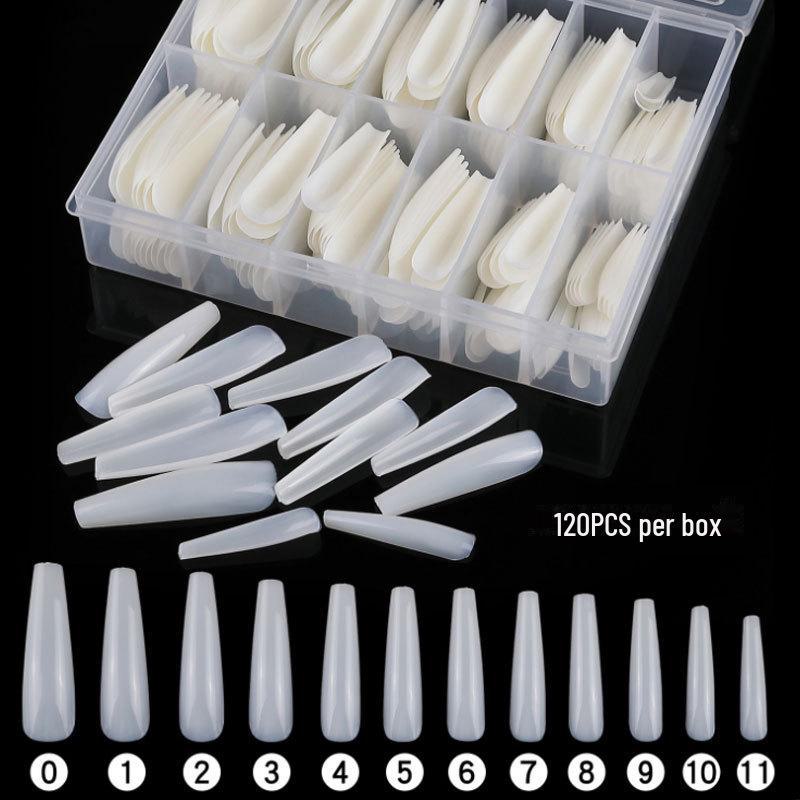 "Nail Art Extension Tips - 120 Ballet Style Square Tips with Full Adhesive Stickers"