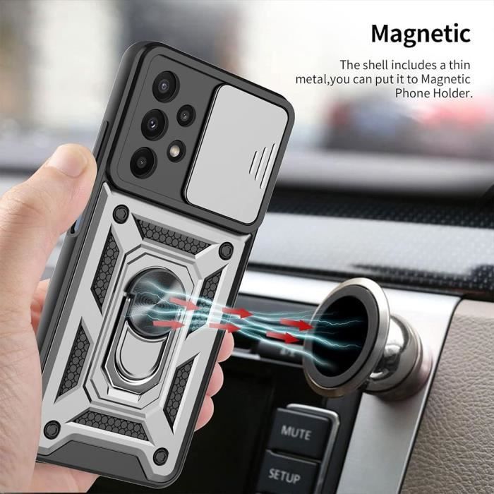 Case for Samsung Galaxy A23 5G - Silver - 2 Tempered Glasses - Camera Cover - Video Stand