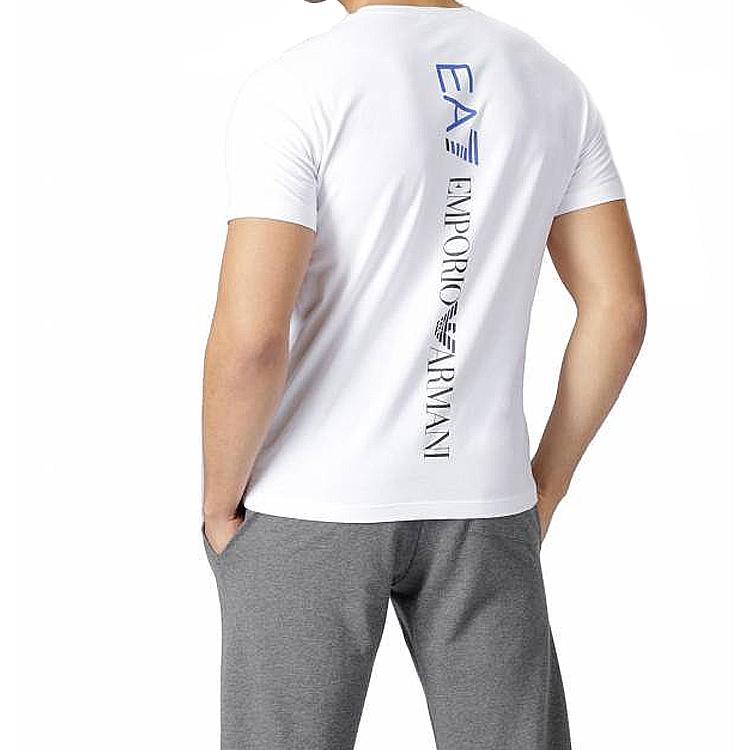 Emporio Armani Мужская футболка с принтом логотипа, круглым вырезом и короткими рукавами, белая 3GPT08-PJ03Z-1100