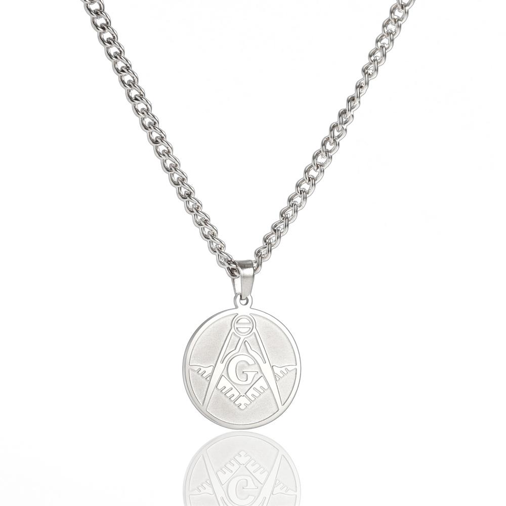 Vintage Masonic Pendant Necklace for Men Stainless Steel Freemason Energy Necklaces Gothic Religious Amulet Jewelry Gift