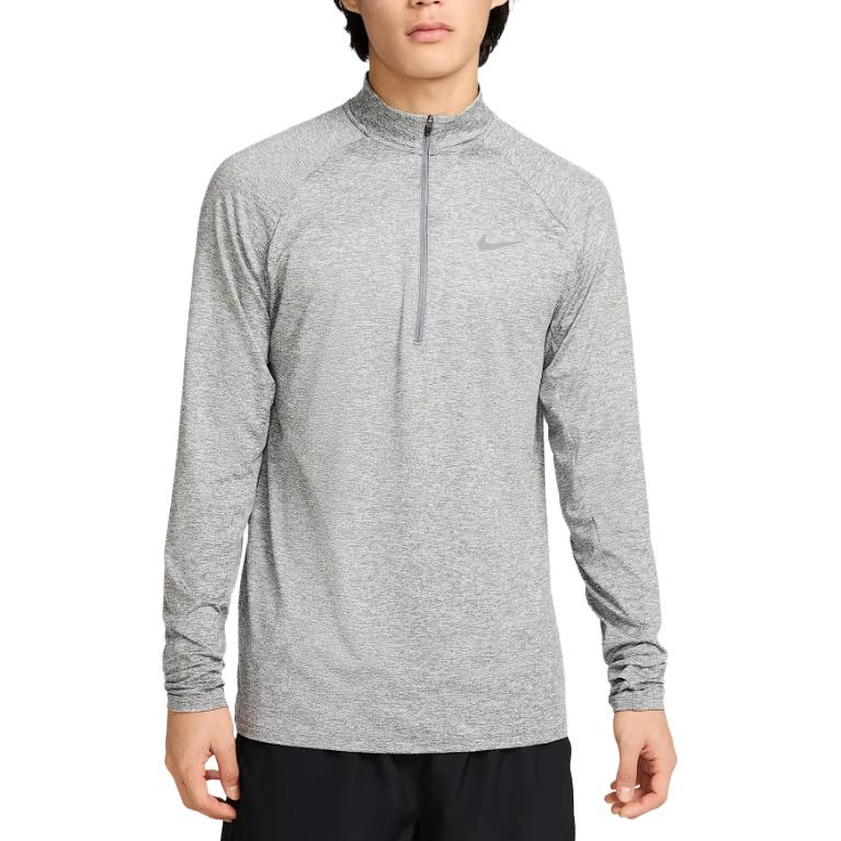 Nike Футболка мужская с длинным рукавом, полувысоким воротом, прямого кроя, быстросохнущая, с принтом логотипа, топы, серый HV2181084