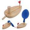 Balloon Powered Wooden Boat Cartoon Children Water Playing Bathing Toys