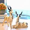 Set of 2 Deer Resin Sculptures Hiran for Nature-Inspired Home and Office Décor, Ideal for Nature Lovers, Perfect for Friends and Family (Gold)