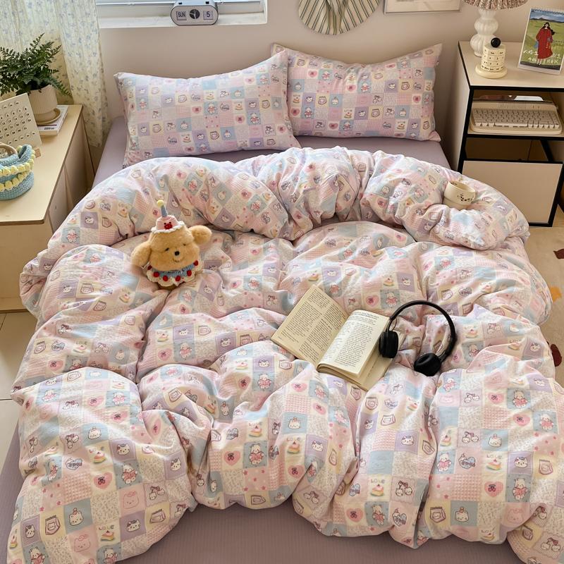 Grade A Cartoon Skin Friendly Breathable Bedding Set With Duvet Cover Sheet And Pillowcases