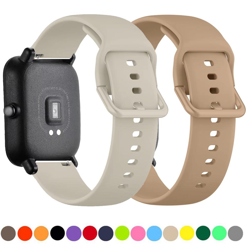 Силиконовый ремешок 20 мм/22 мм Для Amazfit GTS/2/2e/4/3/GTS2 Mini/GTR 4/47 мм/GTR2/2e/stratos 2 Браслет для часов Amazfit bip 6 5 3 ремешки