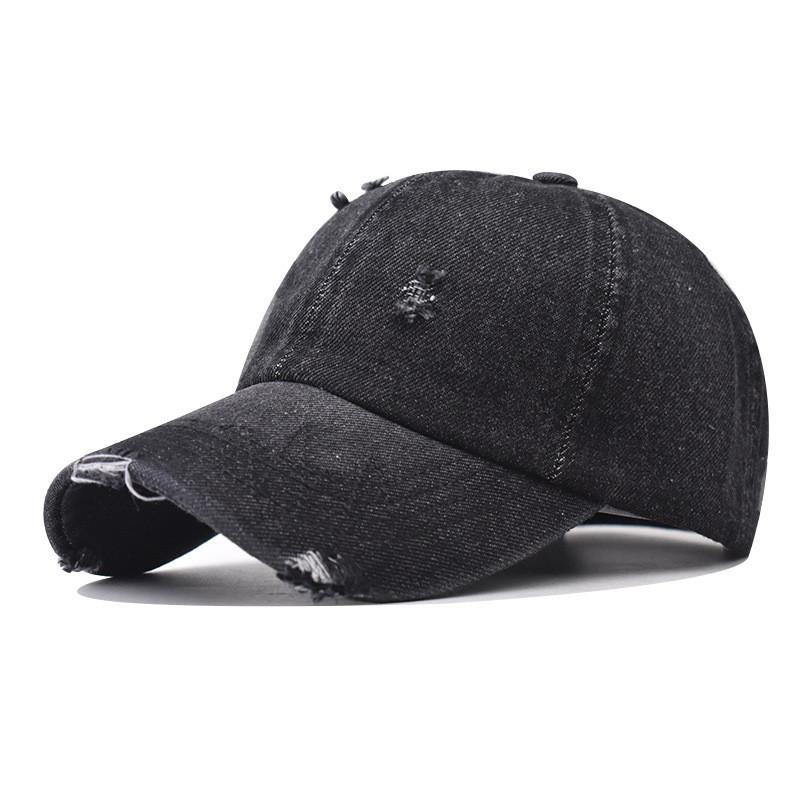 Fashionable Damaged Design Neutral Sunshade Denim Baseball Hat For Outdoor