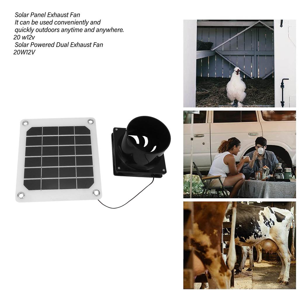 Solar Panel Powered Fan 10W Solar Powered Exhaust Fan for Round Pipe ABS Solar Panel Ventilation Fan Kit for Pet House