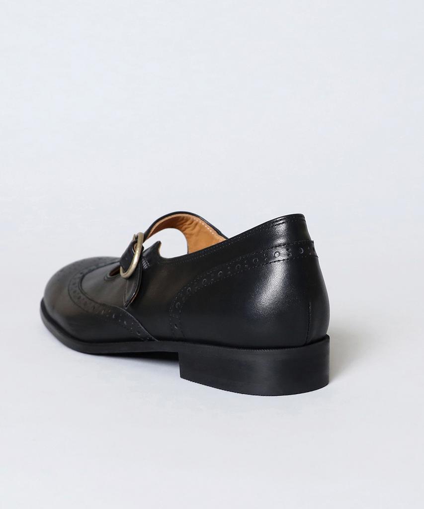 Heenn Wingtip Brogue Mary Jane Shoes. Black