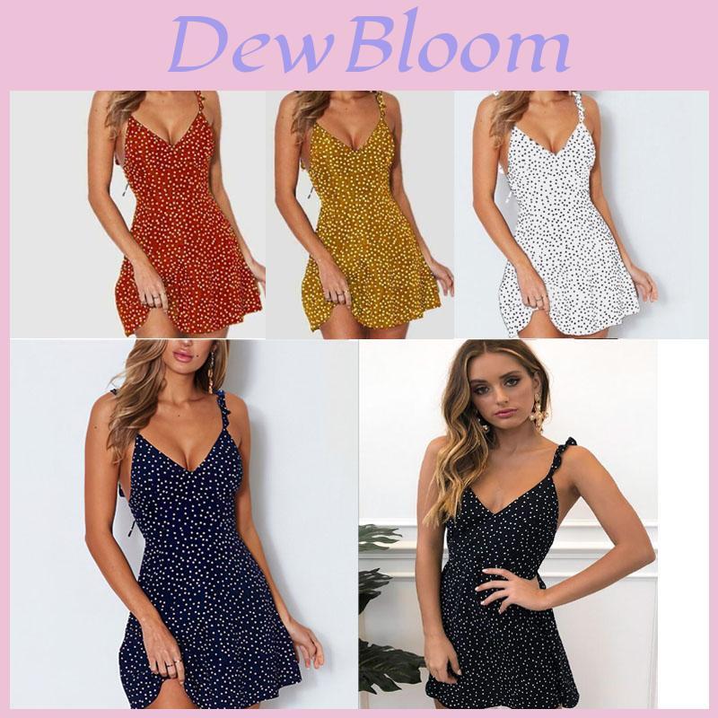 Floral Womens Boho Summer V Neck Party Evening Beach Short Mini Dress Sundress