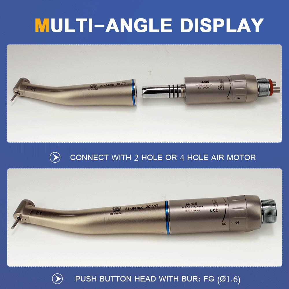 Стоматологический низкоскоростной наконечник AI-X20 1:1 одноразовый водный распылитель с прямым приводом, синее кольцо, контругол без оптики, для лечения полости рта
