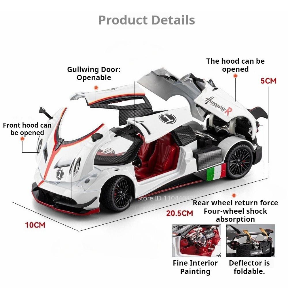 1:24 Pagani Huayra Dinastia Миниатюрные Модели Сплав Литье Под Давлением Игрушки Спортивный Автомобиль Четырехколесная Подвеска Двери Открываются Транспортные Средства Подарки Для Взрослых