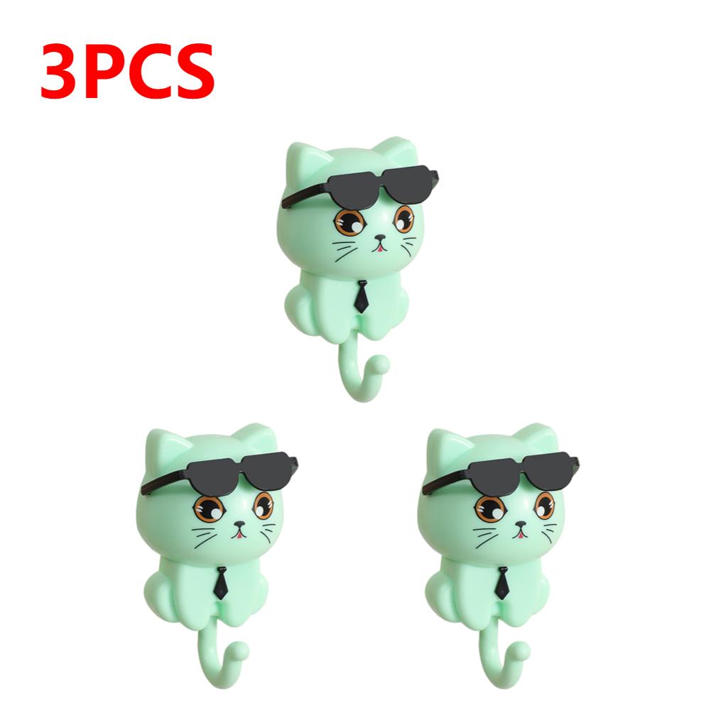 1-5 шт. Креативный мультяшный крючок в виде кошки, самоклеящийся, милый кошачий держатель для ключей, крючки для пальто, шарфа, шляпы, полотенца, ключей, сумки, настенный декор