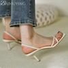Women High Heels Sandals Clip Toe Square Toe Shoes Slippers Slingback 2025 Summer Elegant Dress Pumps Trend Sandalias De Mujer