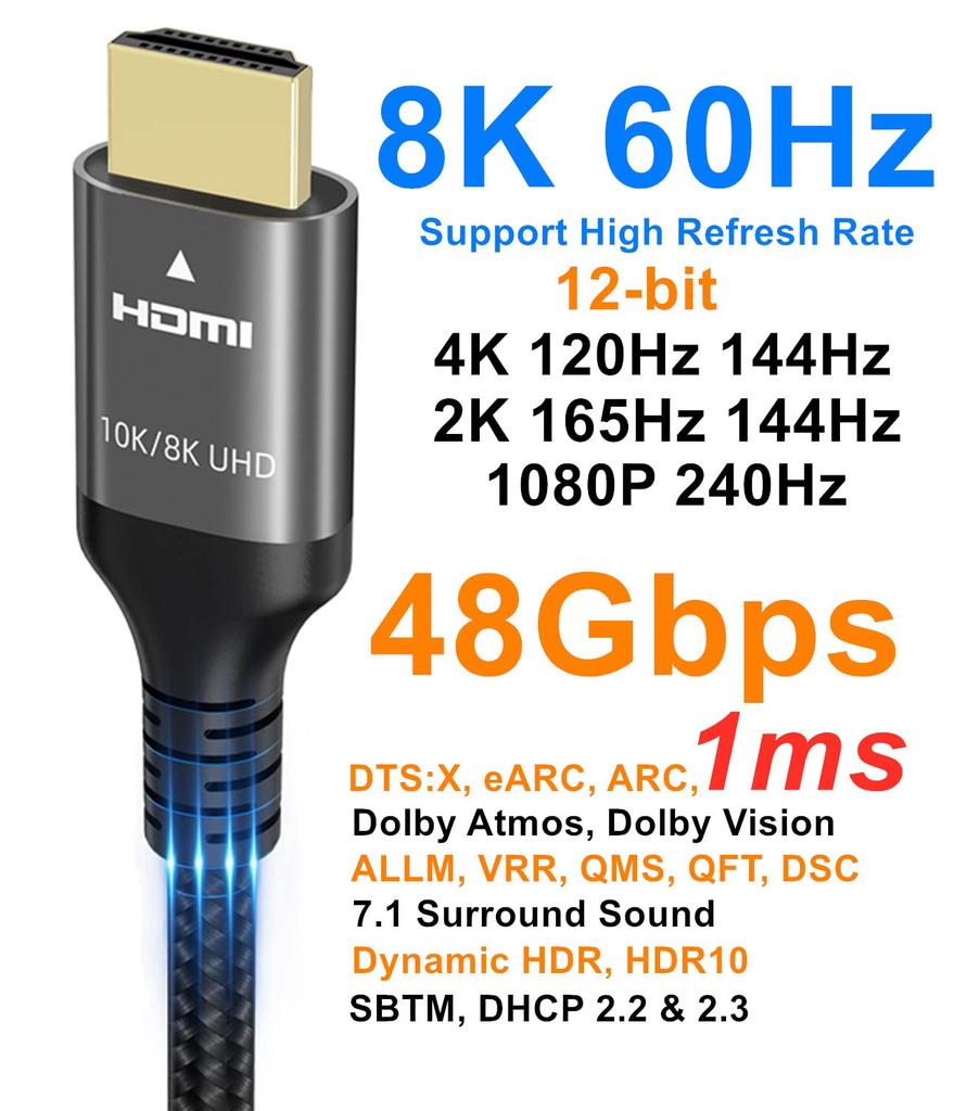 Ubluker 10K 8K 4K HDMI кабель 48 Гбит/с сверхскоростной кабель 4K 240 Гц 144 Гц 120 Гц 8K 60 Гц ARC eARC совместимый Netflix RTX4090 ПК ТВ Саундбар PS5 4 Xbox