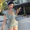 Консервативный студенческий цельный купальник женская двухкомпонентная блузка с длинным рукавом защита от солнца островной отпуск жара