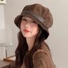Maillard Corduroy Fisherman's Hat Women's Autumn and Winter Warm Ear Protection Face Small Bucket Hat Big Head Basin Hat