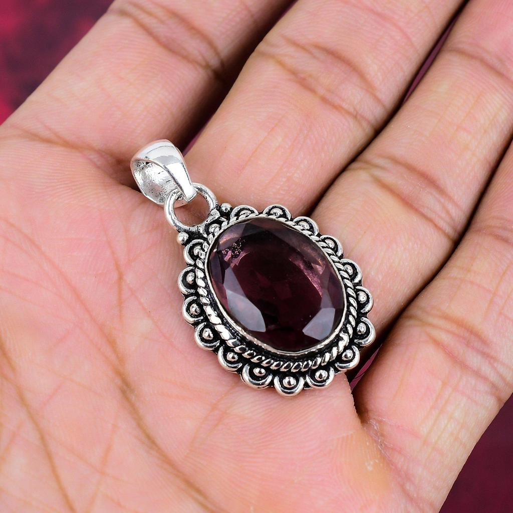 Amethyst Pendant Gemstone Jewelry, 925 Solid Sterling Silver Pendant, Gift For Women Handmade Pendant