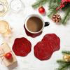Rose Shape Round Coasters PVC Heat Resistant Table Mats Tabletop Protection Coasters Cup Cushion for Kitchen Restaurant Bar