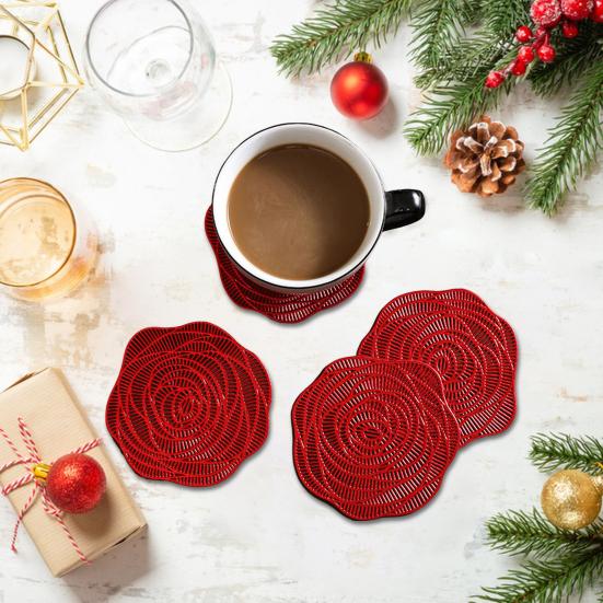 Круглые подставки в форме розы, термостойкие коврики для стола из ПВХ, защитные подставки для столешницы, подушка для чашки для кухни, ресторана, бара