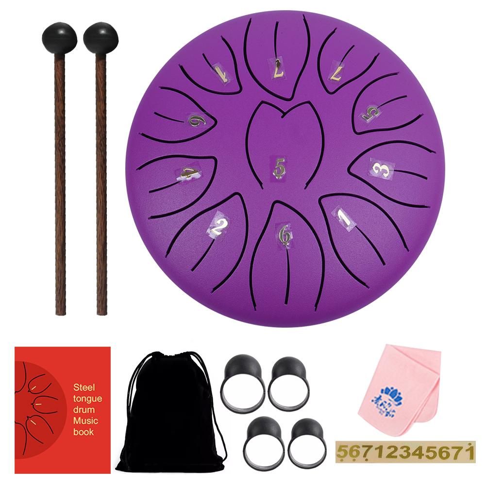 6 Inch 11/8 Notes Handpan Drum with Drum Bag Music Book Drum Mallets Hand Pan Drum for Entertainment Meditation Yoga Zen Gifts