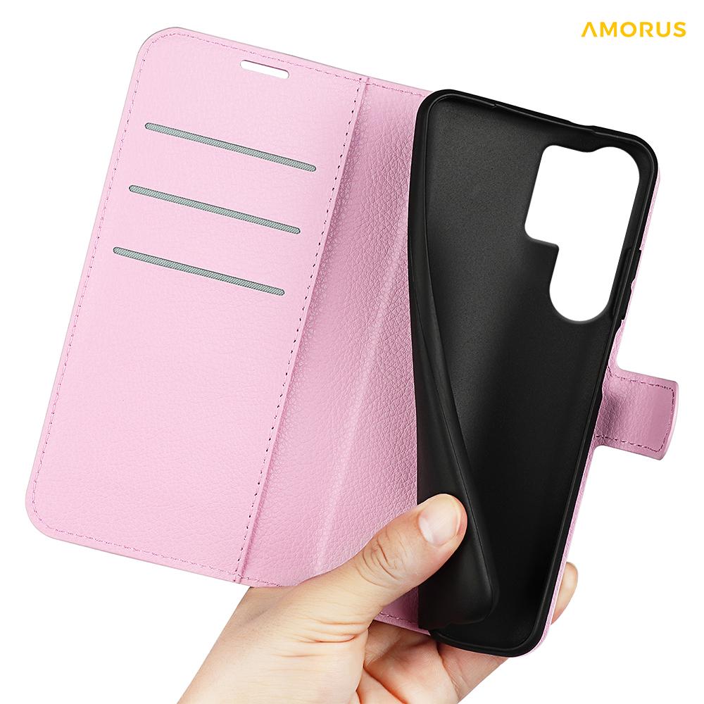 For Samsung Galaxy S24 Ultra Wallet Case Litchi Texture Shockproof Leather Flip Stand Phone Cover