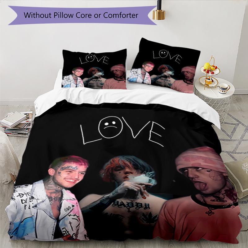 3pcs Lil Peep pattern bedding set duvet cover set includes duvet cover &pillowcases, perfect all season bedroom decoration & gift