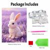 Pearl painting kit features a cute rabbit in a lavender field with 5D pearls and a mosaic art style. home wall decoration.