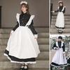 1 Set Maid Cosplay Dress Set Includes Apron Headband Bow And Socks Unisex A-Line Calf-Length Contrast Color Ruffle Dress