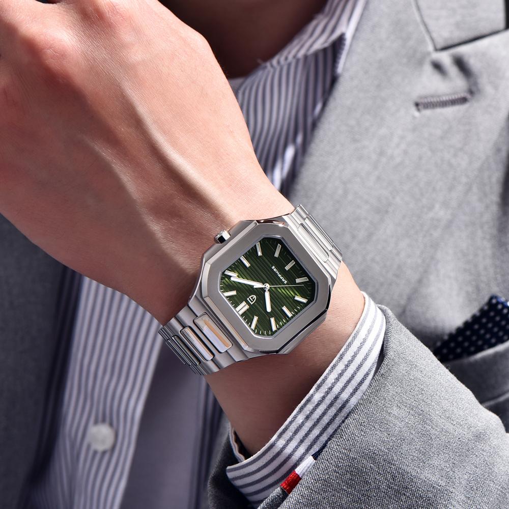 PAGANI DESIGN New Men's Watches Luxury Square Quartz Watch For Man Wristwatches Waterproof AR Sapphire Mirror Stainless Steel