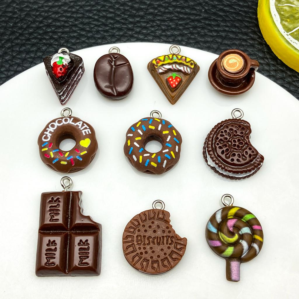 10Pc/Set New Popular Realistic Coffee Bean And Coffee Cup Pendants, Resin Accessories For Diy Creative And Fun Earrings Necklace