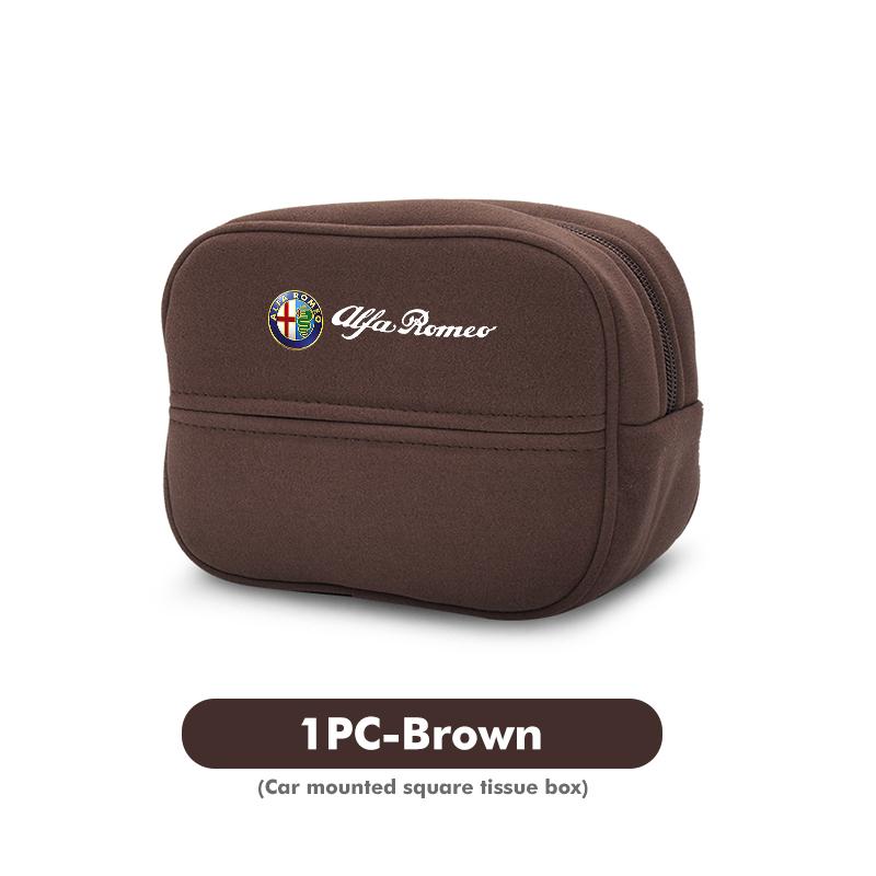 For Alfa Romeo Car Logo Seat Back Hanging Tissue Organizer Paper Storage Bag Accessories 159 Giulietta Giulia 147 Mito 156 159
