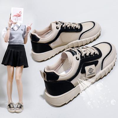 Дышащие белые туфли с низким берцем для женщин, новые летние туфли интернет-знаменитостей с большой головкой, повседневная обувь на платформе, XQ-H707