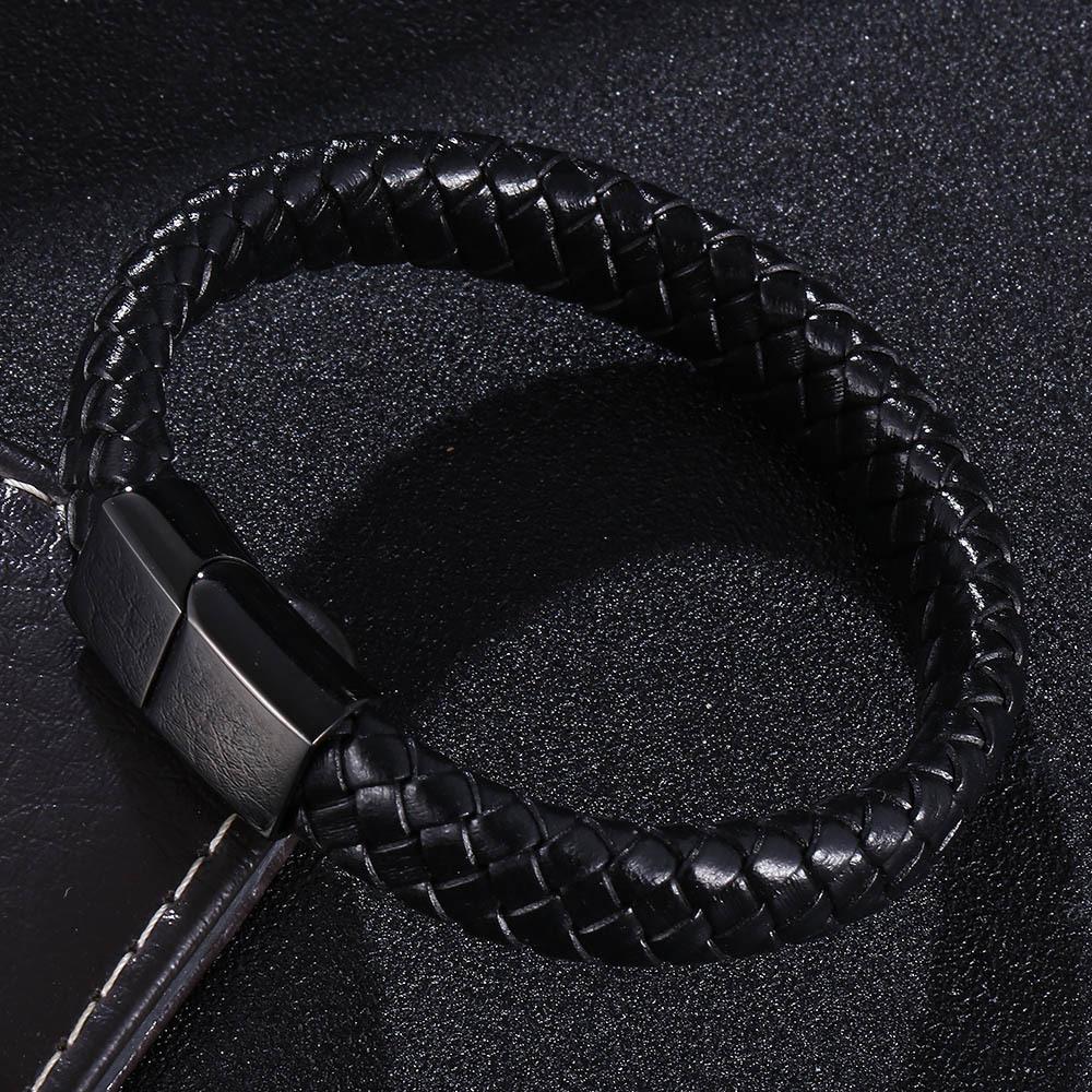 Vintage Leather Hand-woven Bracelet Men's Leather Alloy Leather Rope Bracelet Jewelry