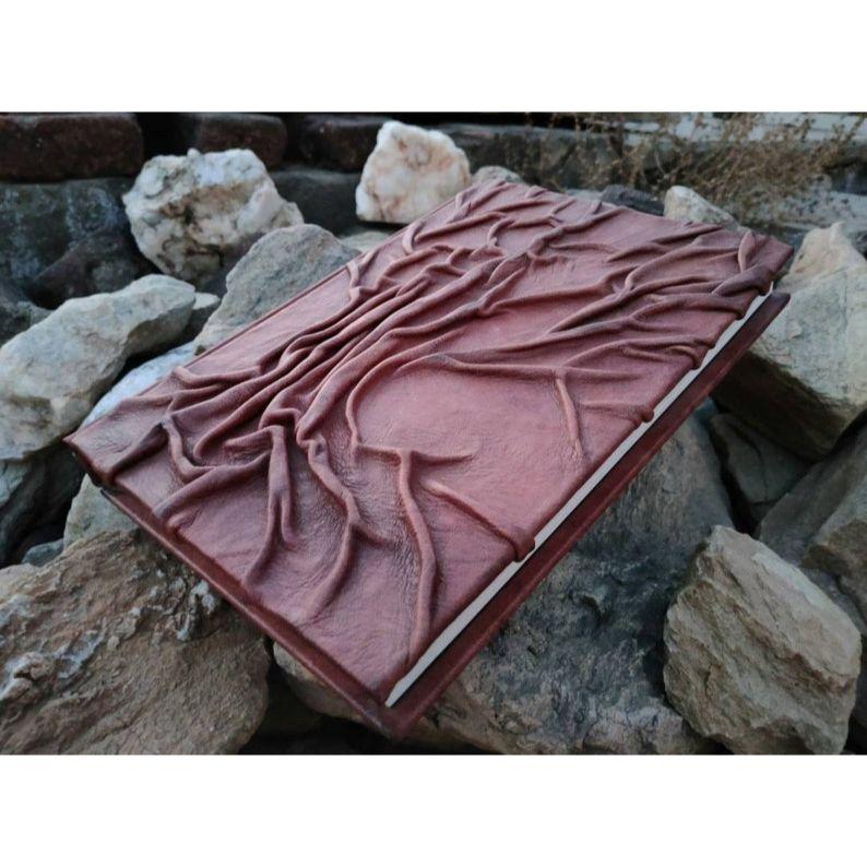 Tree Of Life Leather Journal, Crushed By Hand, Large Journal With Sketch Papers, Tree, Leather, Tree Of Life,Gift, Nature,Diary