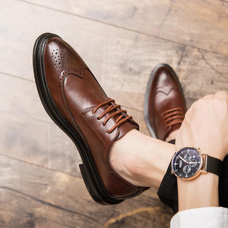 Men Business Formal Shoes Lace Up Black Leather Shoes Mens Fashion Dress Shoes Classic Italian Oxford Shoes Men Zapatos Hombre