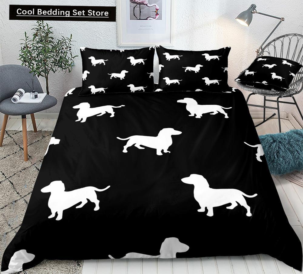 Такса Собака King Queen Пододеяльник Мультфильм Питомец Щенок Постельное белье Колбаса Собака Пододеяльник Милый Животный Полиэстер Одеяло Покрывало