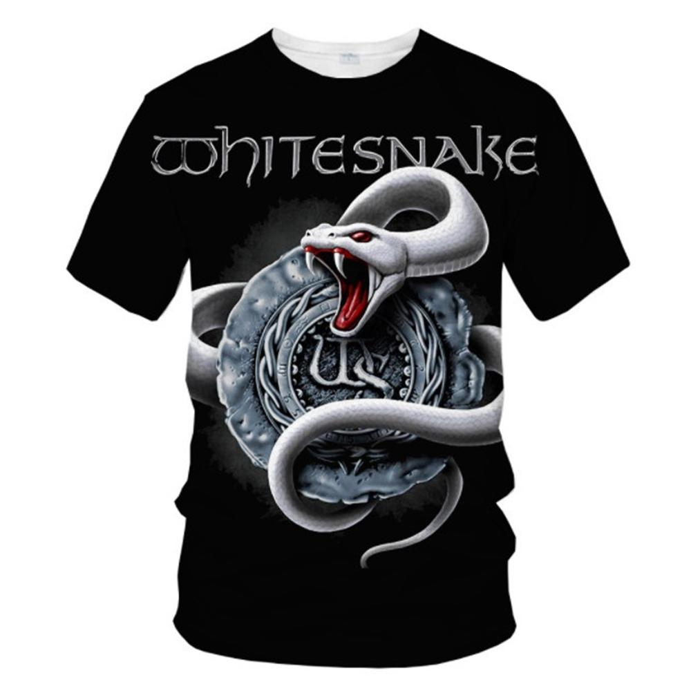 Летний топ с круглым вырезом и 3D-принтом Whitesnake, модные и повседневные футболки с короткими рукавами для мужчин и мальчиков