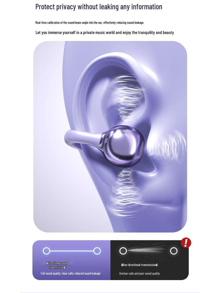 Bluetooth 6.0 Умное шумоподавление Накладные беспроводные наушники-клипсы с длительным временем работы от аккумулятора