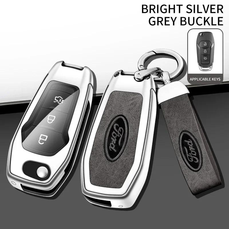 Car Sticker Hot For Ford New 3 Button Leather Car Remote Key Case Cover Shell Protection Bag For Ford Figo Mondeo 5 Ecosport Pum