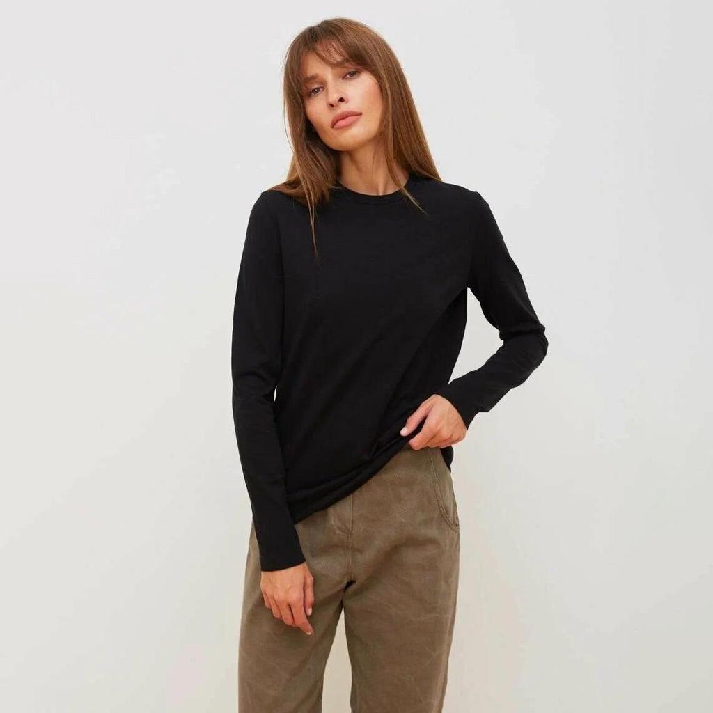 Футболка с длинным рукавом Beiyingni весна-осень, женская, однотонная, хлопковая, мягкая, с круглым вырезом, женская, высококачественная, повседневная, базовая футболка